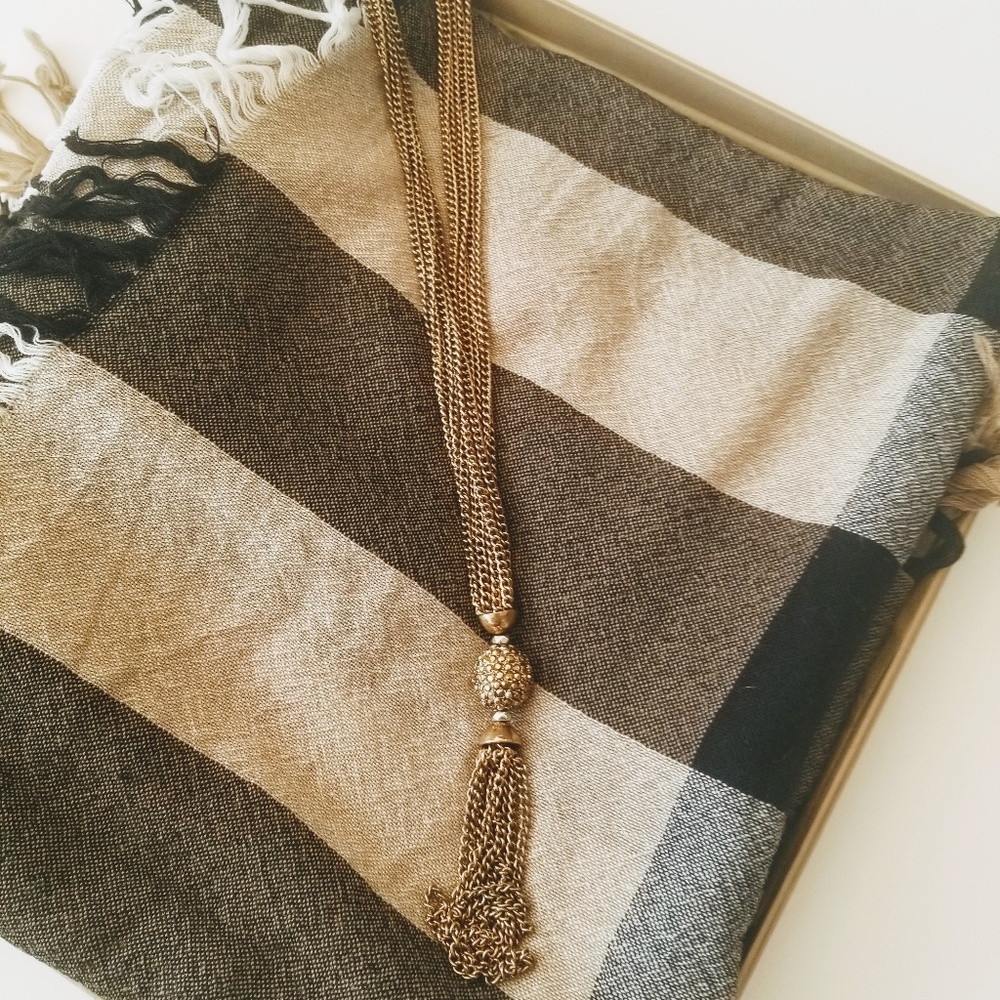 4/$30 Talbots Gold Lanyard Necklace